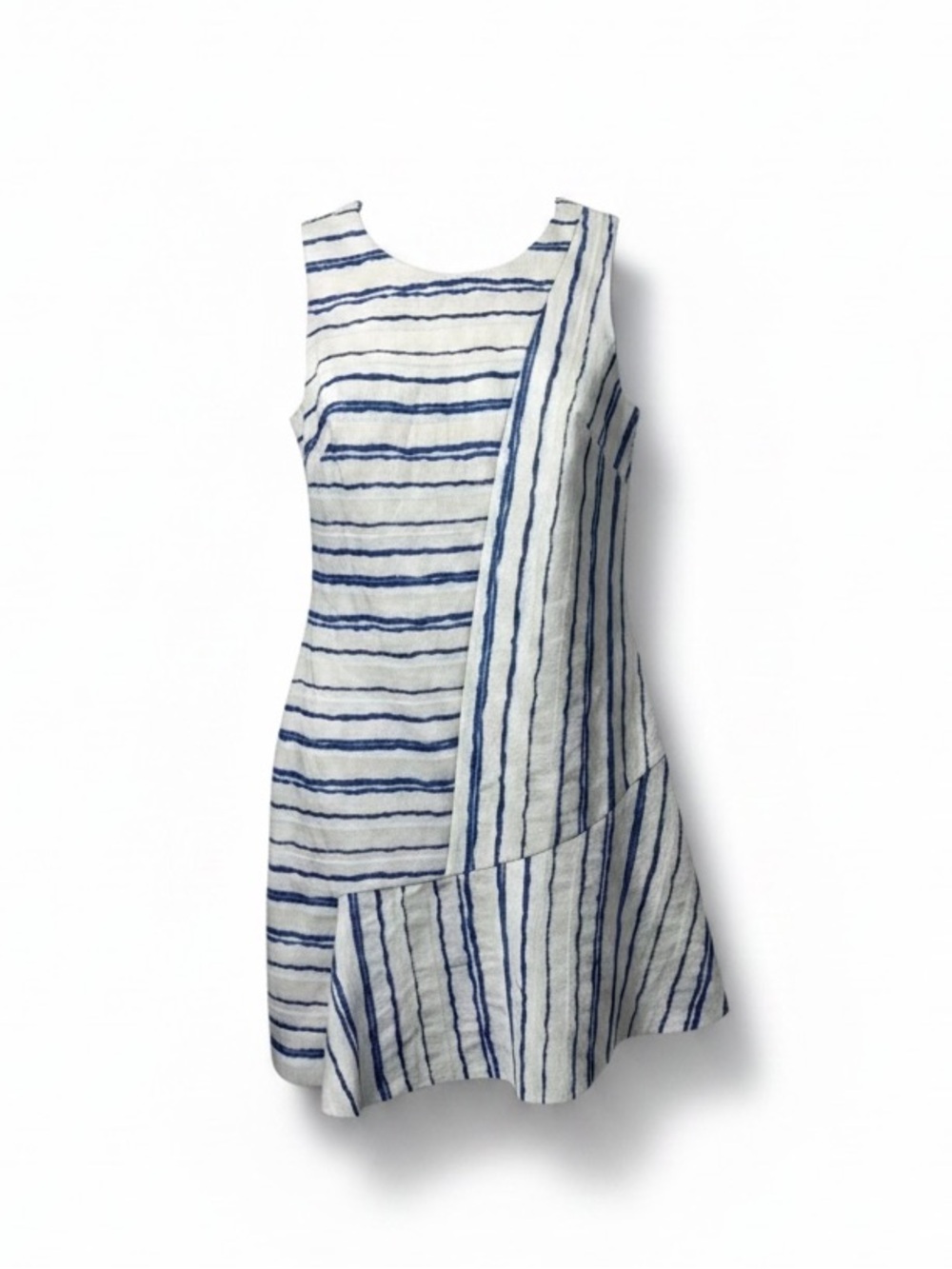 Ivy + Blu Anthropologie Blue White Striped Sleeveless Shift Dress